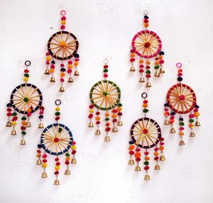 Rajasthani Jaipuri artisanat murs faits à la main portes suspendus Fengshui anneau 5 cloches pour la maison balcon jardin décoration articles - Product Image 3