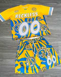 <b>Men's</b> High Street Style Breathable Mesh Jersey Set 100% Cotton Oversized Boxy T-Shirt <b>Shorts</b> Summer Casual Two-Piece <b>Sweat</b> Suit - Product Image 3