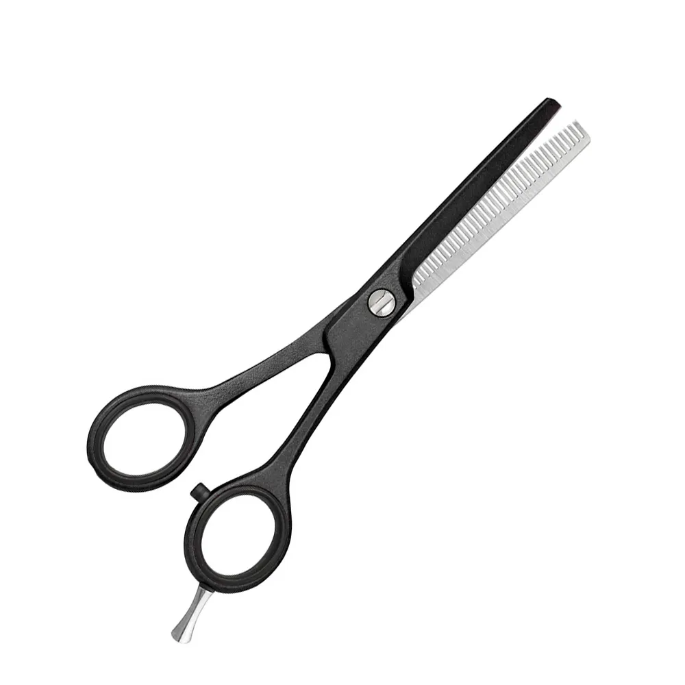 Black Powder Coated Barber Hair Thinning Scissors Japanese Steel Razor Scissors Wholesaler Barber Tools and supplies 6.5"