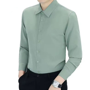 เสื้อเชิ้ตผู้ชายสไตล์ซาฟารีลำลองสำหรับฤดูใบไม้ร่วง ลายสก็อต ระบายอากาศได้ดี ผ้าโพลีเอสเตอร์ผสมคอตตอนป๊อปลิน แขนยาว ปกคอพับได้ ไม่ยับง่าย - Product Image 4