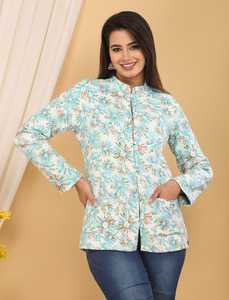 Custom Made Traditional Jodhpuri Multi Coloured Printed Soft Reversible Jackets for Girls & Ladies in <b>pink</b> Floral Design - Product Image 5
