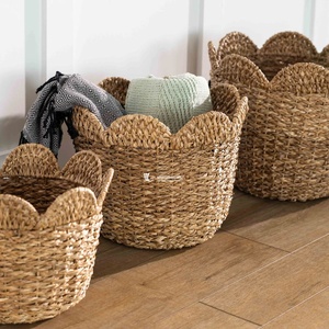 Vente flash : Ensemble de 3 paniers en jonc de mer à bords festonnés, panier à linge en osier, panier de rangement, pour la décoration de la maison Viettimecraft - Product Image 4