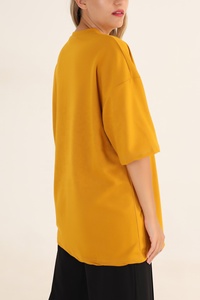 Camiseta de Verano al por Mayor para Mujer, Estilo Holgado con Hombros Caídos, Color Sólido, Camiseta de Manga Corta Holgada para Mujer - Product Image 2