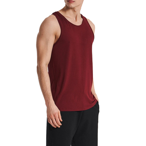 Camisetas sin mangas musculosas informales con cuello redondo de algodón 100% de alta calidad para hombre, camisetas sin mangas con estampado alto de talla grande y tinte liso de Color sólido al por mayor - Product Image 1