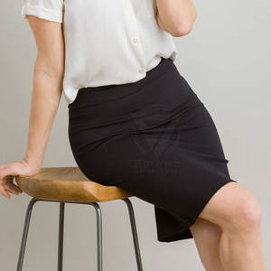 Jupes de bureau moulantes noires pour femmes, style business, design crayon enveloppant les hanches, 100% coton respirant - Product Image 5