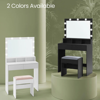 Table à langer moderne européenne au design simple, miroir de coiffeuse noir personnalisé, lumières LED réglables, meubles de chambre à coucher d'appartement