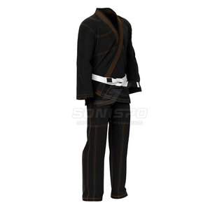 Kimono de BJJ noir pour homme avec ceinture blanche, coupe régulière, polyester, vêtements d'arts martiaux, taille adulte - Product Image 3