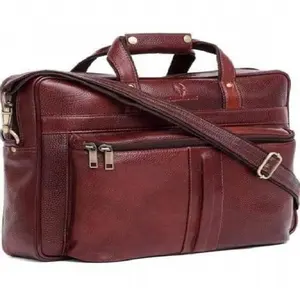 Portable leather laptop messenger bag adjustable and detachable strap office executive bags briefcase for Men