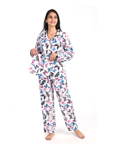 Vêtements de détente pour femmes ensemble de pyjama en coton imprimé à manches longues ensemble de pyjama grande taille pour vêtements d'été et d'hiver - Product Image 1