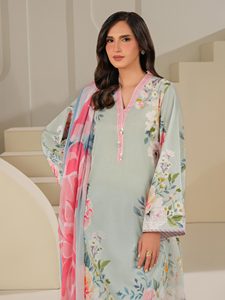 Tissu de coton de pelouse en soie imprimé vibrant pour femme pour robe traditionnelle Salwar Kameez et indienne avec détail en dentelle - Product Image 5