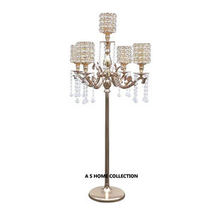 Candelabros de decoración del hogar grandes de alta calidad para centros de mesa de boda de 5 brazos de Color negro completo de lujo - Product Image 5