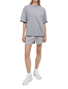 Ensemble short décontracté pour femme en coton à col rond et manches courtes, imprimé sur mesure, séchage rapide, respirant, coupe ample, idéal pour l'extérieur, été 2026 - Product Image 1