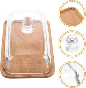 Acacia Desierto redondo Soporte para pastel de boda Estilo Ins Suministros de madera Cúpula Cubierta de vidrio Hogar Cocina Donuts Postres Decoración - Product Image 4