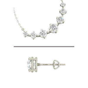 NOVAMART Fine 925 Sterling Silver Rhodium Plated 7 Stone Earring Pendant Necklace <b>Set</b> with Chain Fashion <b>Gift</b> for Women and <b>Girl</b> - Product Image 3