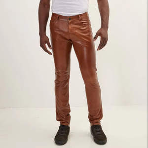 กางเกงหนังของ100% สำหรับผู้ชายกางเกงหนังแฟชั่นดีไซน์ตามสั่ง - Product Image 2