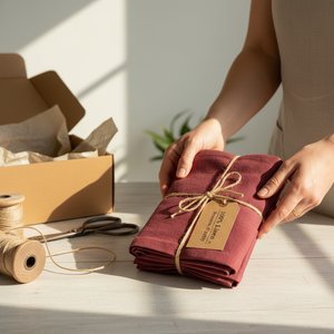 %100 Elegant Modern Woven Burgundy Color Belerus Linen <b>Tablecloth</b> 140180 cm Natural Color Premium Quality for Home & Hotels - Product Image 5
