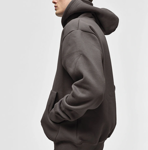 Sweat à capuche personnalisé pour homme en polaire polyester/coton écologique 340GSM, broderie personnalisée, logo imprimé, design d'automne - Product Image 5