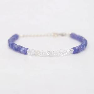 Tanzanita y Herkimer, pulsera de diamantes, cuentas personalizadas, joyería de piedras preciosas, hecho a mano regalo personalizado, joyería para mujer, regalo al por mayor - Product Image 6