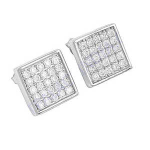 <b>925</b> <b>Silver</b> Square Cut Diamond Stud <b>Earrings</b> for Women - Product Image 3