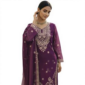 Ensemble Sharara indien pakistanais, best-seller, dernier cri, magnifique, design élégant, tissu soie, tenue ethnique de fête, mariage, vêtements traditionnels pour occasions spéciales - Product Image 1