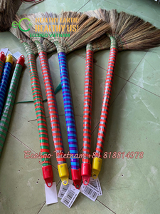 Wholesale Premium Vietnamese Straw Broom 102cm Soft Fan Shape <b>Cleaning</b> <b>Brush</b> With Colorful Strip Handle Free Sample - Product Image 6