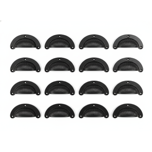 มือจับลิ้นชักแบบปรับได้สไตล์เปลือกหอยเหล็กสีดำ อุปกรณ์ตู้แบบมินิมอลสำหรับห้องนั่งเล่นและลิ้นชักครัวแบบคลาสสิก - Product Image 1