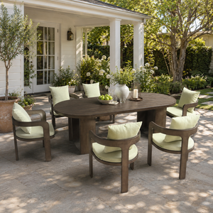 Ensemble de salle à manger de jardin en aluminium organique pour patio, avec table ovale en tissu facile à nettoyer et 8 fauteuils, résistant aux intempéries, pour une détente optimale - Product Image 1