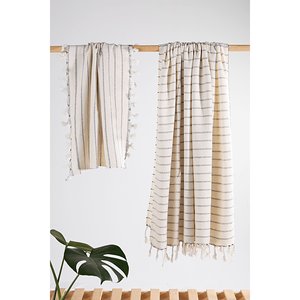 Ensemble de peshtemal en bambou naturel-tissé à la main, doux et à séchage rapide - Product Image 1