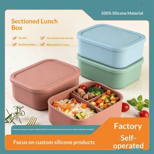 Lonchera Cuadrada de Silicona, Apta para Microondas y Mantiene la Comida Caliente, Diseño de Tres Compartimentos para Trabajadores de Oficina y Estudiantes, Sin Aceite/Grasa - Product Image 3