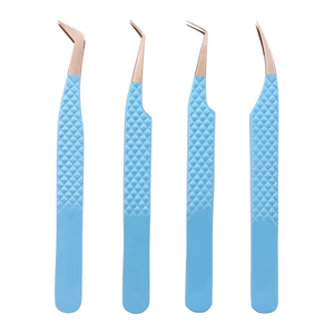 Kit d'extension de cils 4 pièces Kit de pinces à cils 4 pièces de couleur bleue avec emballage personnalisé - Product Image 3