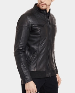 Otoño Invierno Hombres Biker Estilo Cremallera Chaqueta de cuero Material de alta calidad Hecho de manga larga Chaqueta de moda para hombres - Product Image 3