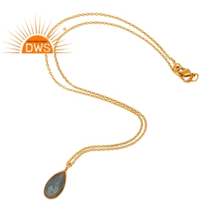 Collar con colgante de piedras preciosas de labradorita Natural chapado en oro de 18 quilates de plata esterlina superventas, fabricante de joyería fina Demi - Product Image 2