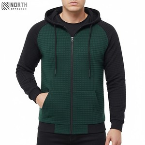 Sudadera con capucha y hombros caídos para hombre, 100% algodón, con logotipo personalizado, jersey de gran tamaño, sudadera de lana con doble cremallera Reversible - Product Image 2