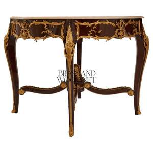 Mesa de Entrada Clásica de Lujo con Tapa de Mármol, Madera y Latón - Product Image 5