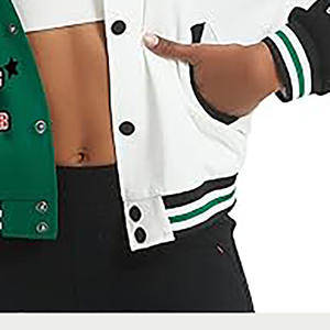 Chaqueta de bombardero de béisbol Varsity corta al por mayor chaqueta universitaria con letras bordadas personalizadas para mujer genuina - Product Image 6