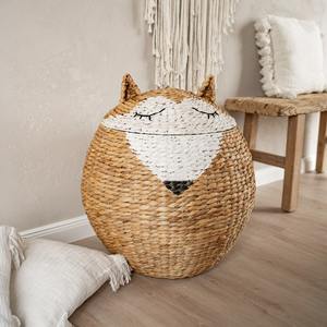 Panier de rangement en jacinthe d'eau naturelle, paniers pour enfants, accessoires pour la chambre des filles et des garçons - Product Image 3