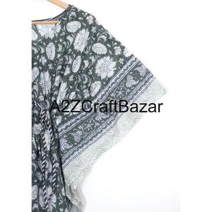 Robe longue bohème hippie en coton tissé à la main avec imprimé floral, style kaftan, pour femme, idéale pour l'été et la plage - Product Image 4