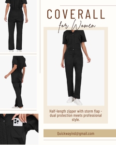 Combinaisons pour femmes, combinaisons de travail en coton à fermeture à pression, dos en sergé - Product Image 6