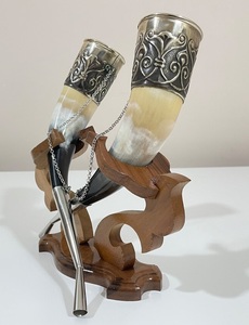 Shiny Attractive Viking Horn <b>Mugs</b> Hand-Carved Real Horn Eco-Friendly Nautical Drinking Horn <b>Mug</b> High Quality Polished <b>Mug</b> - Product Image 3