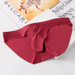 Summer New Ice Silk Sous-vêtements pour hommes sans couture Quick Dry Solid Color Briefs with Convex Quick Dry Briefs for Men - Product Image 4