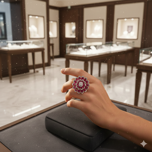 Bague en argent 925 avec diamant moissanite et pierre rose - Product Image 3