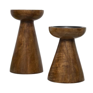 Portavelas de madera artesanal Portavelas de madera natural Portavelas de pilar de madera - Product Image 3