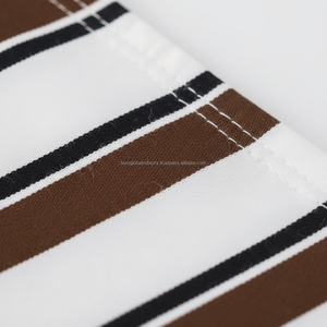 Ensemble de shorts décontractés pour hommes personnalisés OEM, respirants, à rayures - Motif à rayures multicolores marron et blanc, tenue d'été 2 pièces - Product Image 5