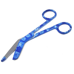 Tijeras de vendaje quirúrgico hechas a mano de la mejor calidad de acero inoxidable con impresión de logotipo personalizado de Color azul y blanco - Product Image 1