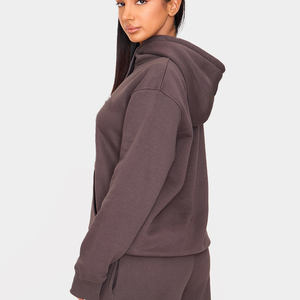 Logo personnalisé 100% coton charbon goutte épaule femmes sweat à capuche oversize anti-rides et respirant sweats à capuche femmes sweat à capuche zippé - Product Image 1