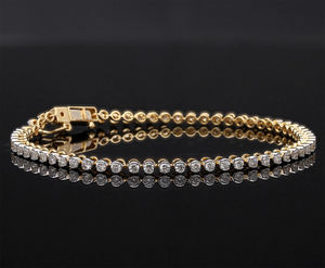 Pulsera DE TENIS simétrica chapada en rodio de oro amarillo atemporal de 14 quilates, brazaletes de diamantes de corte brillante Natural de elegancia diaria - Product Image 6
