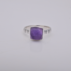 Ladies 925 Sterling Silver Amethyst Cab Rings Women's Wedding Jewelry Bulk Gemstone Bezel Setting for Parties - Product Image 2