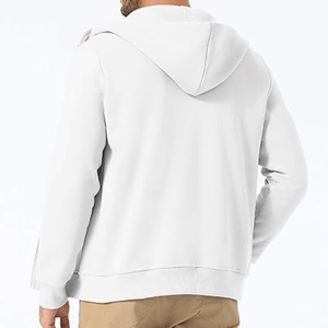Sudadera con capucha y cremallera de gran tamaño, personalizada al por mayor para hombre, de color liso, informal, para uso diario. - Product Image 2