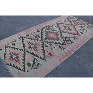 Tapis Kilim Turc Vintage 5'1 \ "X 10 'Vert Rouge Patchwork Laine Latex pour Salon Couloir 9x12 Nouveau Rectangle Jute Tapis - Product Image 2