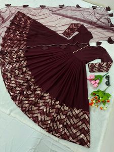 Robe de travail élégante en Faux Georgette de qualité supérieure, broderie séquentielle, avec filet doux, Dupatta au prix de gros le plus bas - Product Image 3